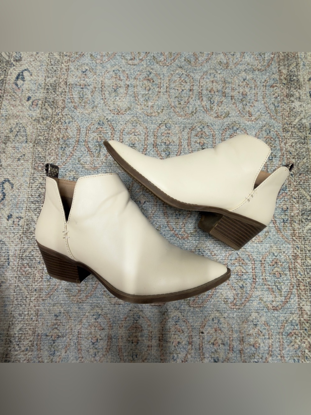 Time and Tru Cream Pointed-Toe Ankle Booties